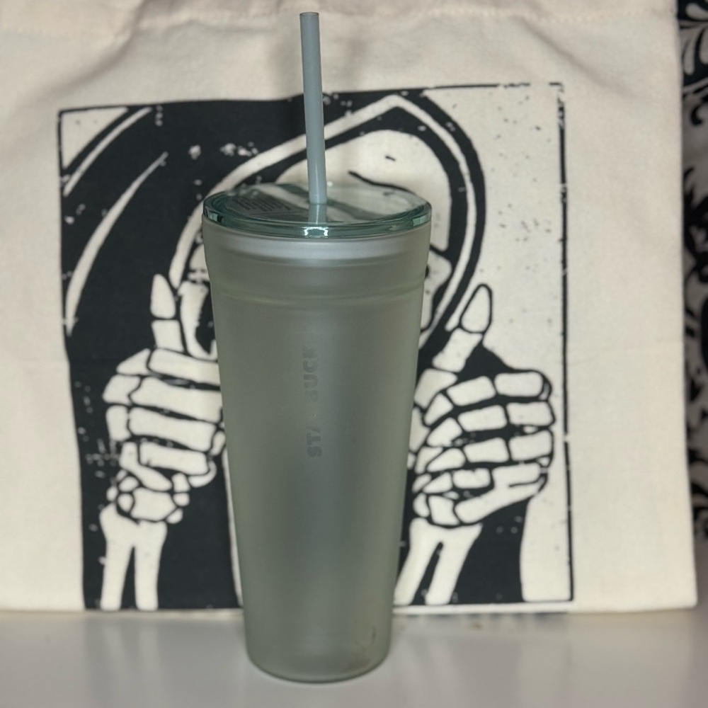 Starbucks Frosted Green Tumbler with Straw